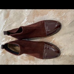 Burgundy booties from Anthropologie suede and patent leather size 8